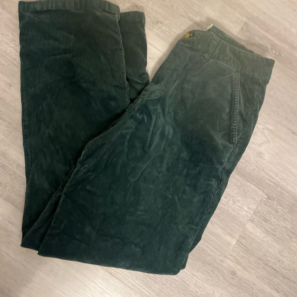 Faherty Teal Green Corduroy Wide-Leg Pants - Picture 2 of 8